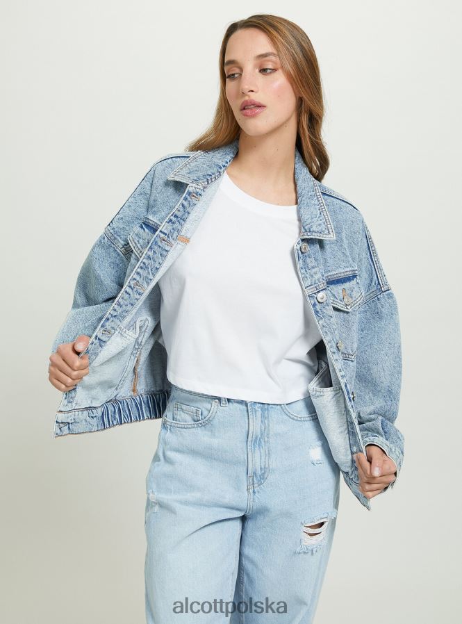odzież Alcott kurtka dżinsowa z elastyczną talią d006 lazur kobiety 2TXFF6490