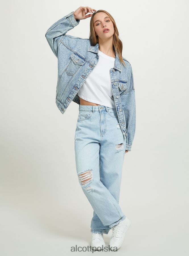 odzież Alcott kurtka dżinsowa z elastyczną talią d006 lazur kobiety 2TXFF6490