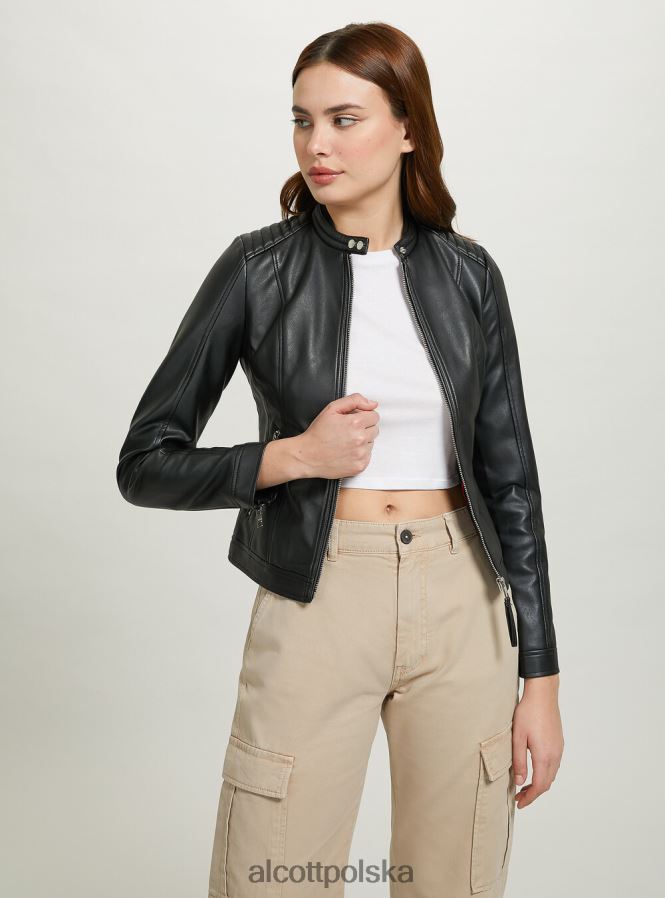 odzież Alcott kurtka motocyklowa z efektem skóry bk1 czarny kobiety 2TXFF6105