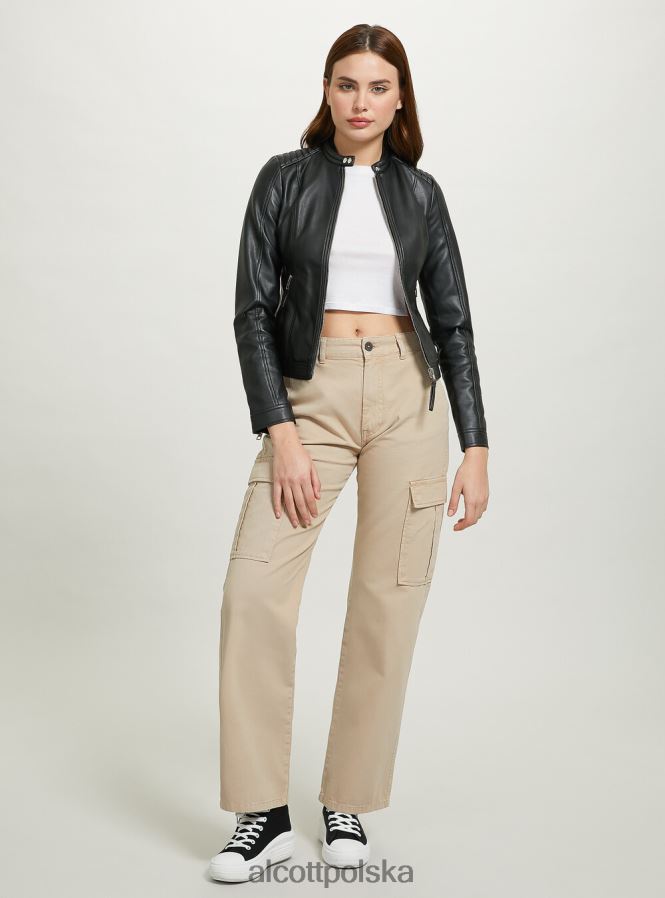 odzież Alcott kurtka motocyklowa z efektem skóry bk1 czarny kobiety 2TXFF6105