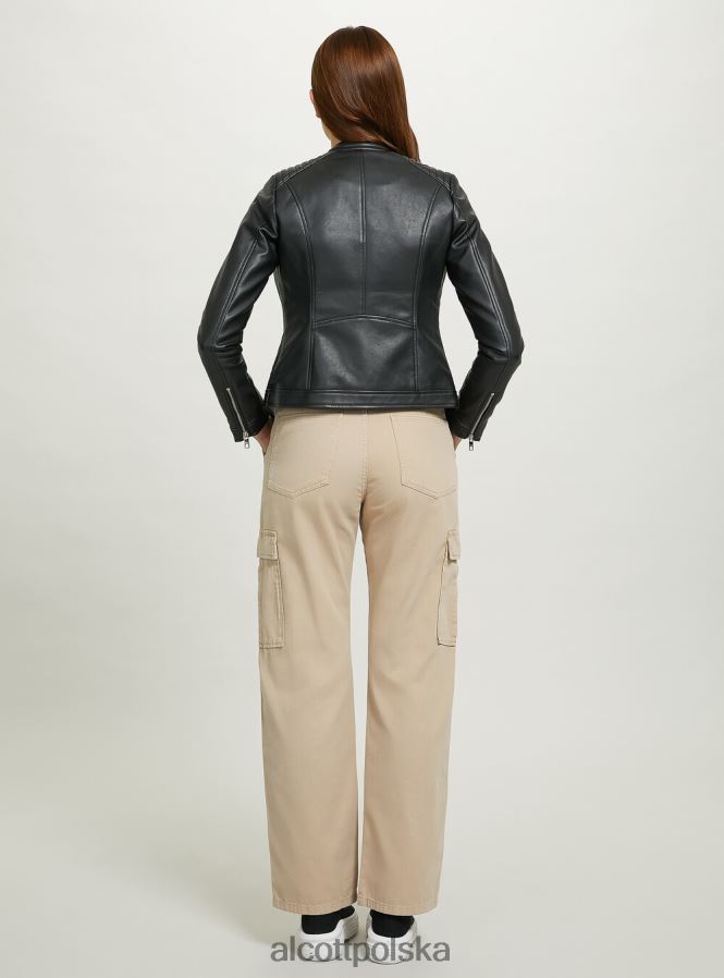 odzież Alcott kurtka motocyklowa z efektem skóry bk1 czarny kobiety 2TXFF6105
