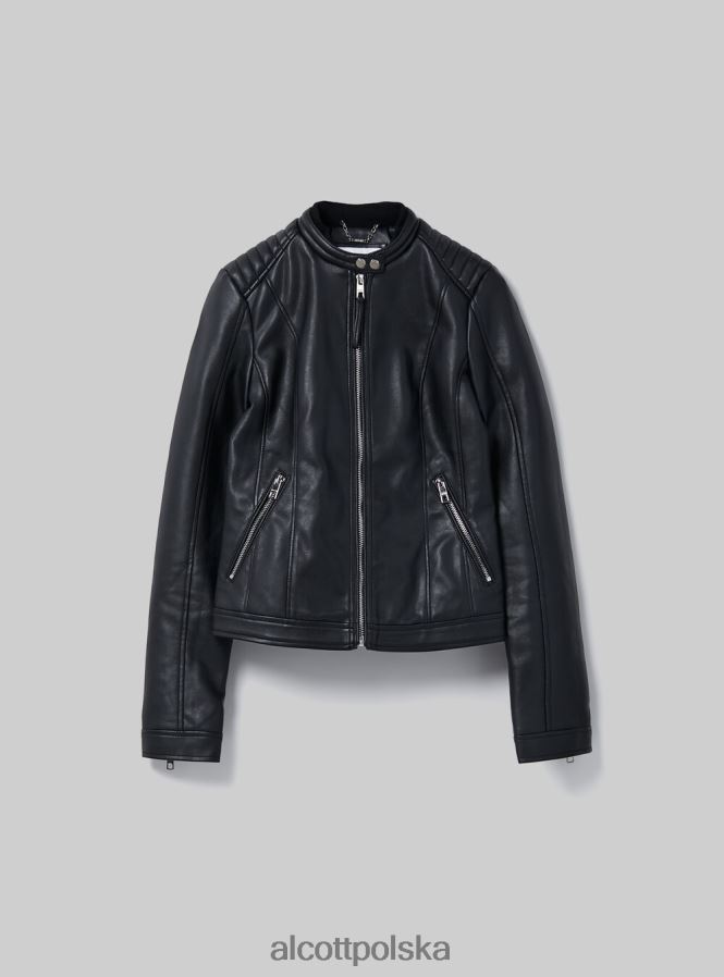 odzież Alcott kurtka motocyklowa z efektem skóry bk1 czarny kobiety 2TXFF6105