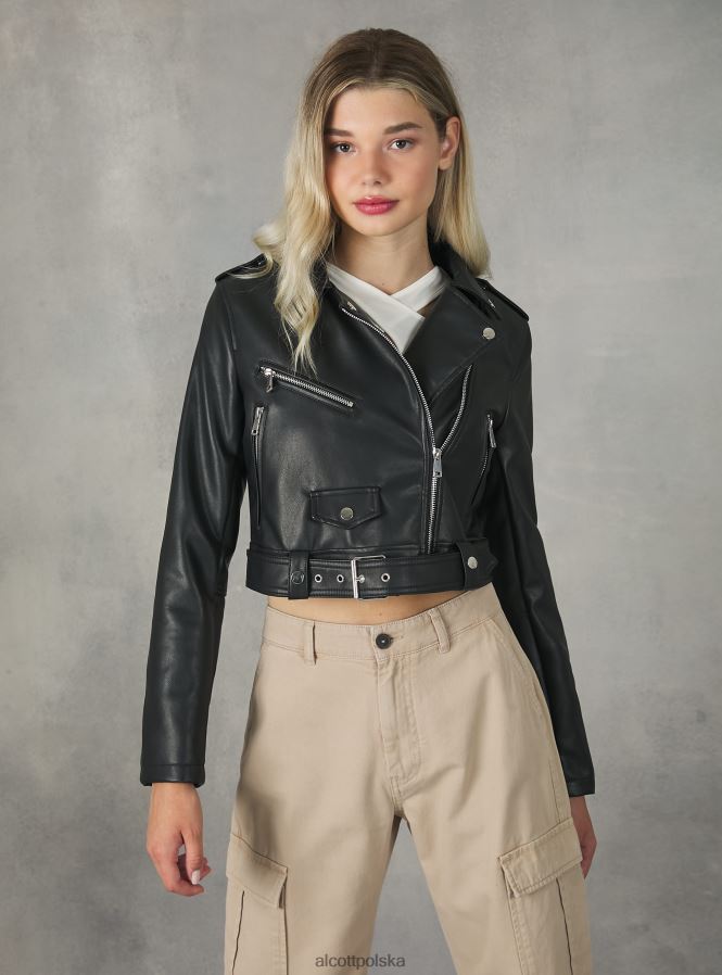odzież Alcott kurtka motocyklowa z efektem skóry bk1 czarny kobiety 2TXFF6453