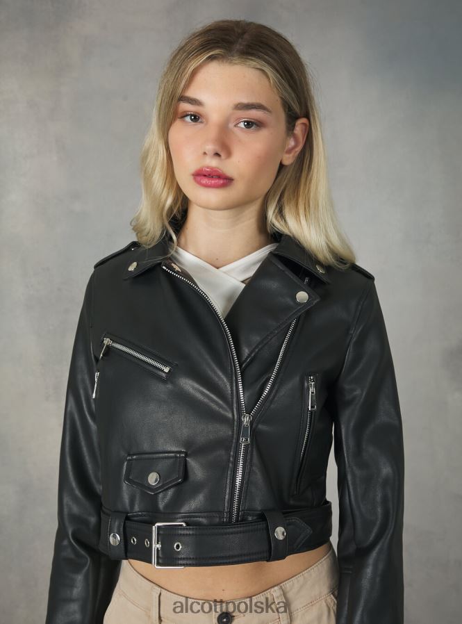 odzież Alcott kurtka motocyklowa z efektem skóry bk1 czarny kobiety 2TXFF6453