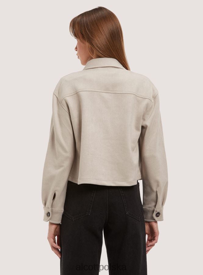 odzież Alcott zamszowa krótka kurtka koszulowa bg3 beżowy jasny kobiety 2TXFF6211