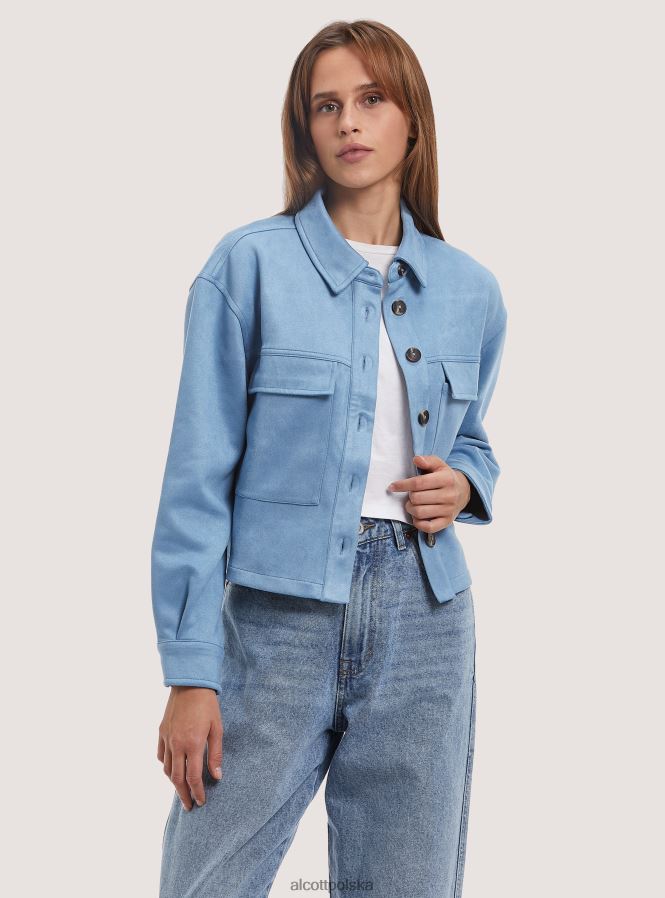 odzież Alcott zamszowa krótka kurtka koszulowa bg3 beżowy jasny kobiety 2TXFF6287
