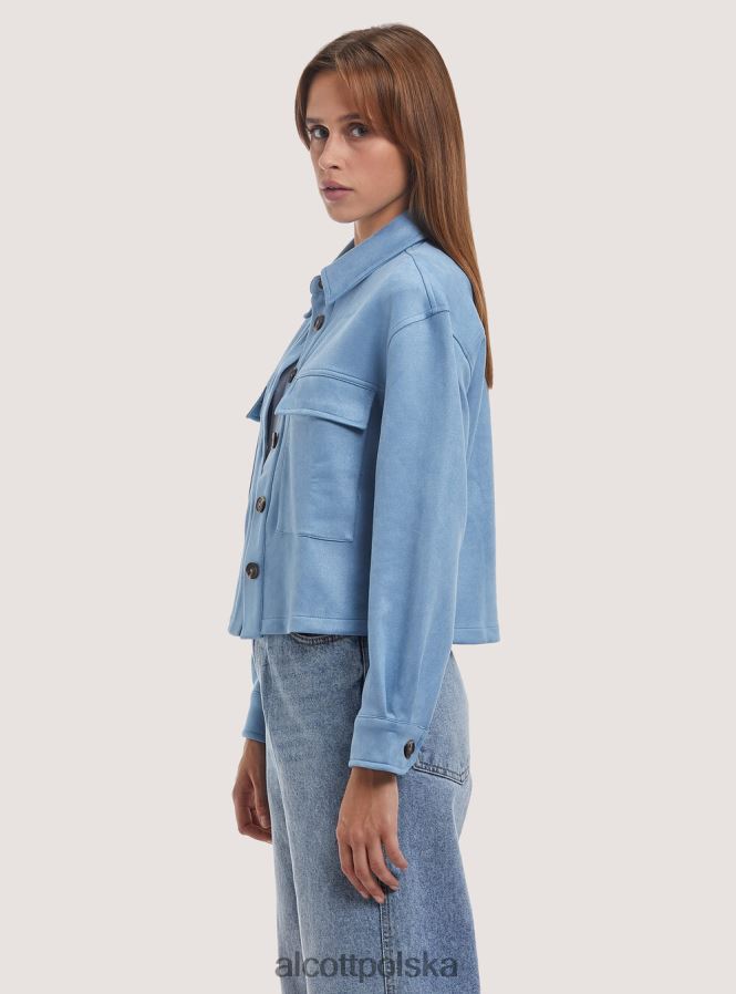 odzież Alcott zamszowa krótka kurtka koszulowa bg3 beżowy jasny kobiety 2TXFF6287