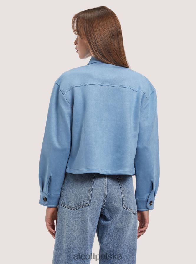 odzież Alcott zamszowa krótka kurtka koszulowa bg3 beżowy jasny kobiety 2TXFF6287