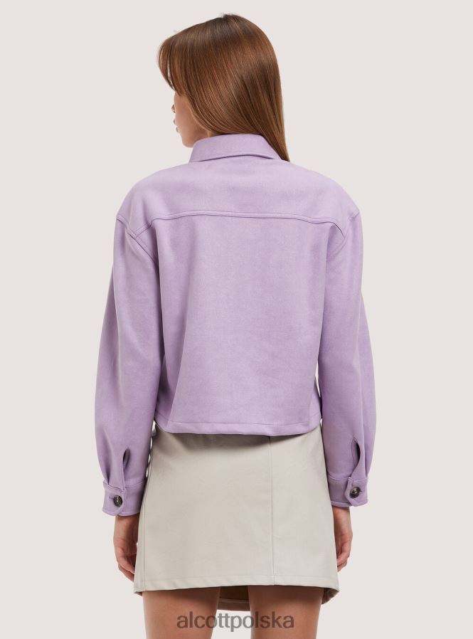odzież Alcott zamszowa krótka kurtka koszulowa bg3 beżowy jasny kobiety 2TXFF6317