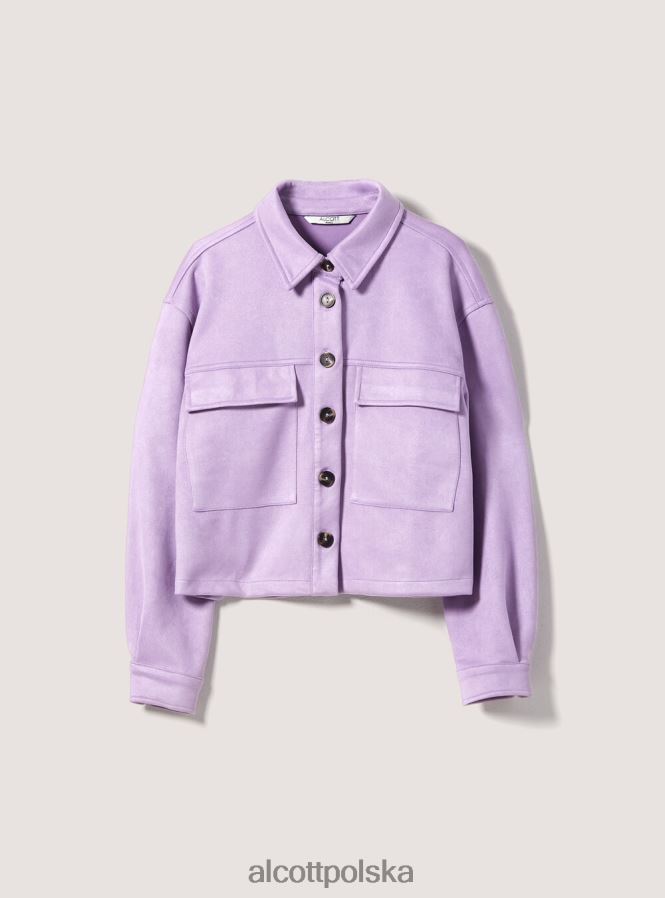 odzież Alcott zamszowa krótka kurtka koszulowa bg3 beżowy jasny kobiety 2TXFF6317