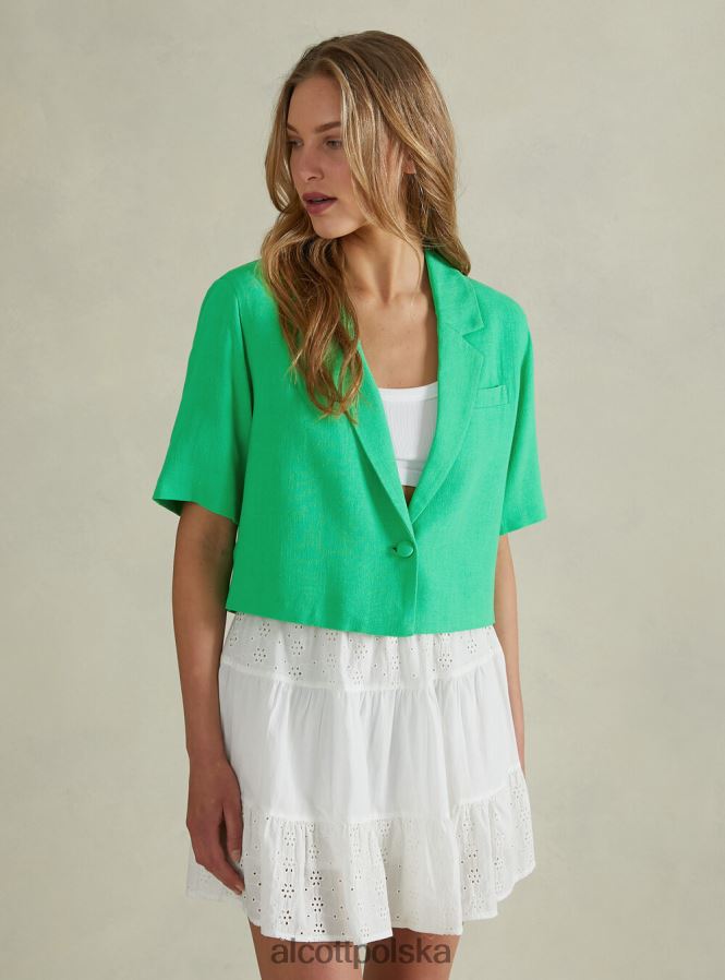 odzież Alcott Krótka marynarka z mieszanki lnu zielone światło gn3 kobiety 2TXFF6186