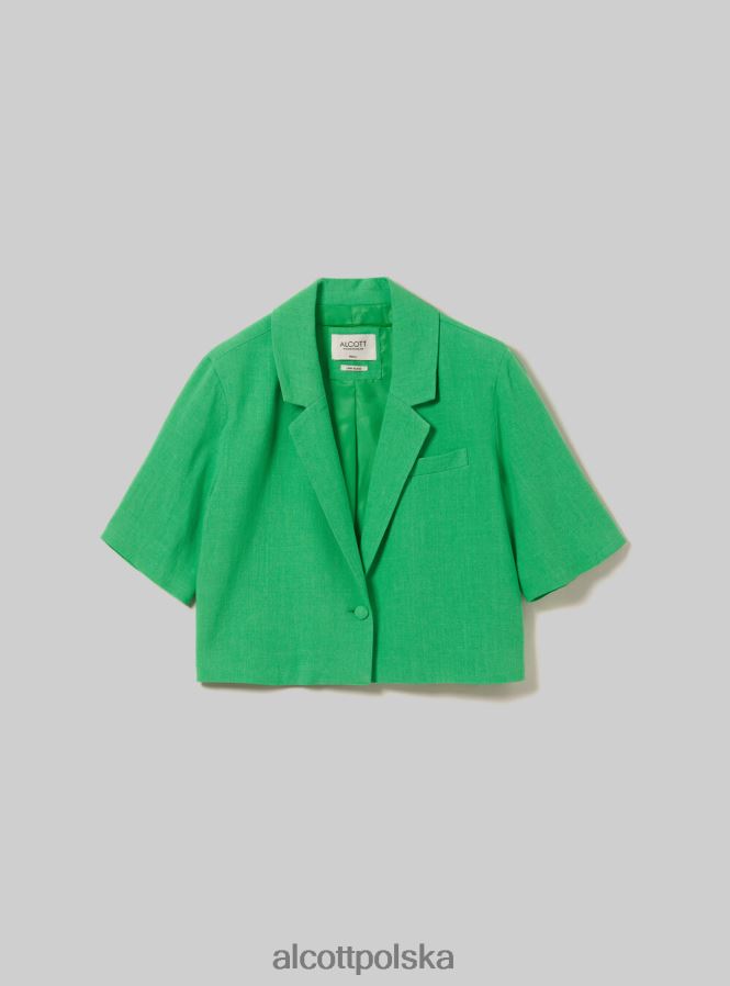 odzież Alcott Krótka marynarka z mieszanki lnu zielone światło gn3 kobiety 2TXFF6186