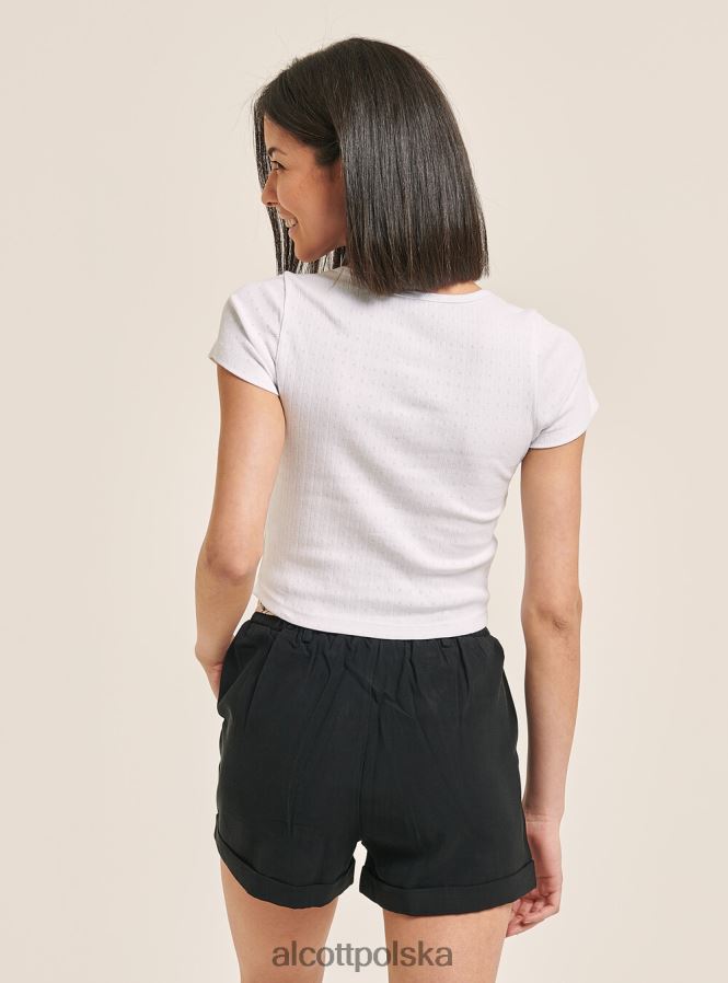 odzież Alcott Krótki, bawełniany top zapinany na guziki czarny kobiety 2TXFF6215