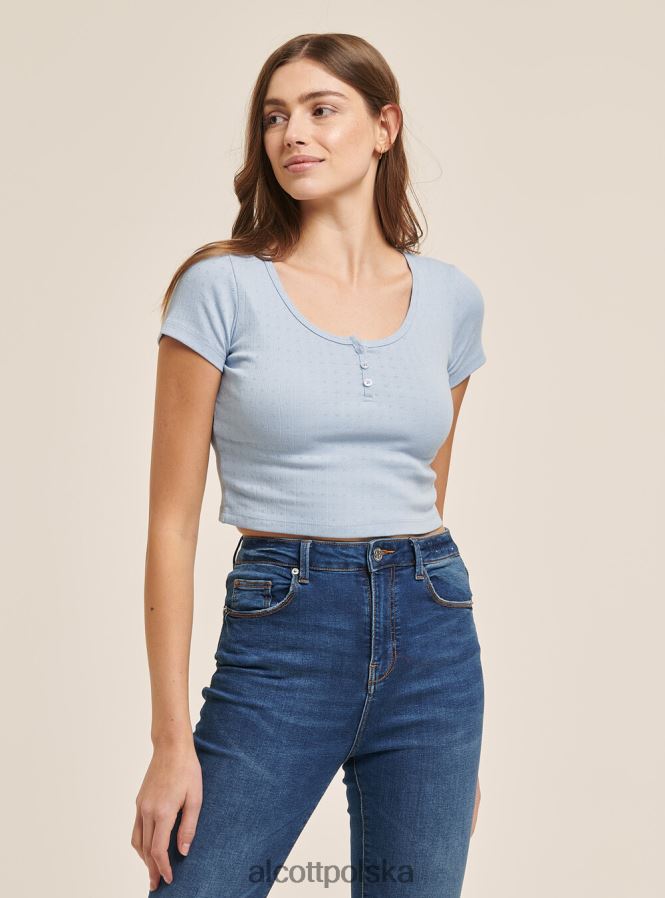 odzież Alcott Krótki, bawełniany top zapinany na guziki czarny kobiety 2TXFF6334