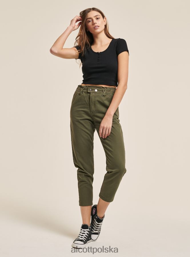 odzież Alcott Krótki, bawełniany top zapinany na guziki czarny kobiety 2TXFF6374