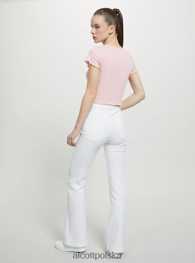 odzież Alcott bawełniana koszulka z haftem biały kobiety 2TXFF656
