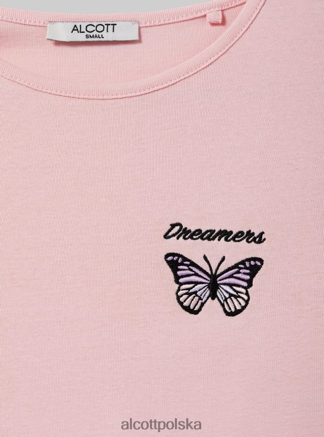 odzież Alcott bawełniana koszulka z haftem biały kobiety 2TXFF656