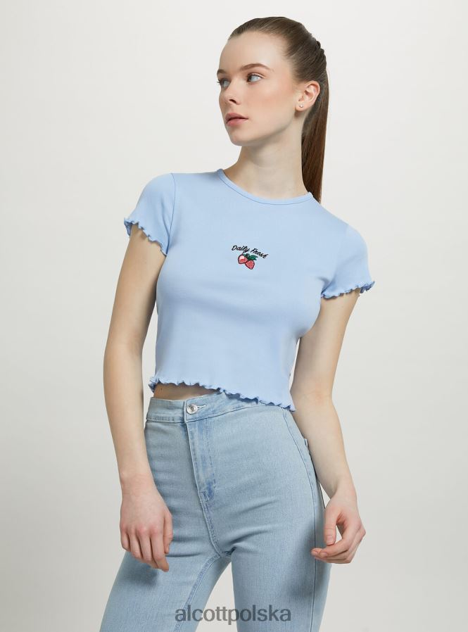 odzież Alcott bawełniana koszulka z haftem biały kobiety 2TXFF678