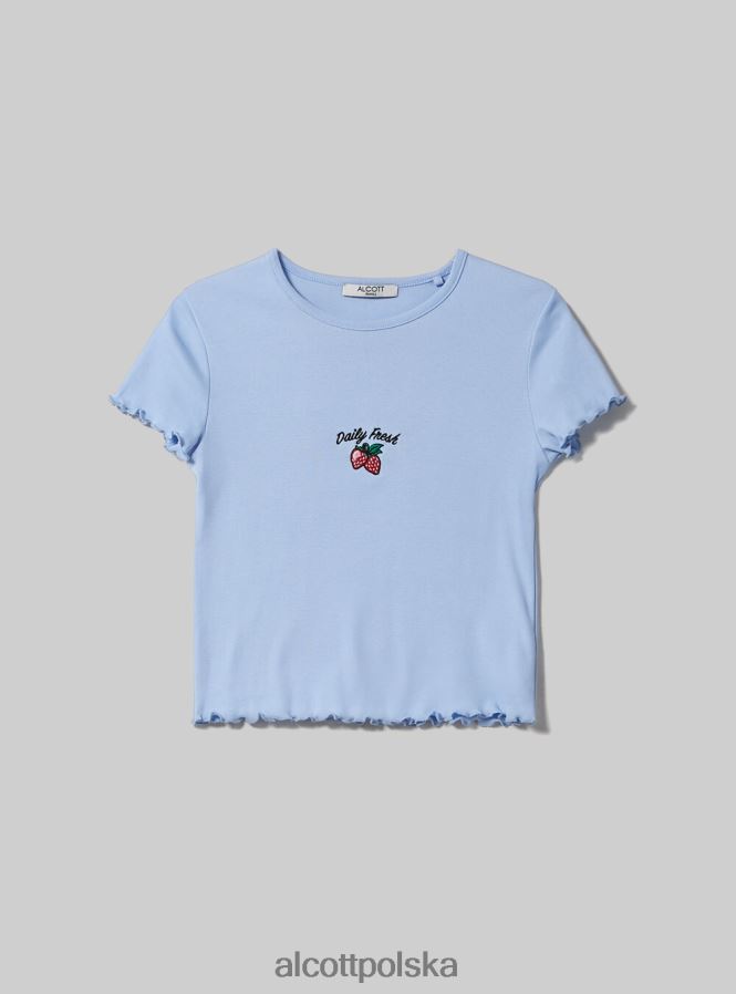 odzież Alcott bawełniana koszulka z haftem biały kobiety 2TXFF678