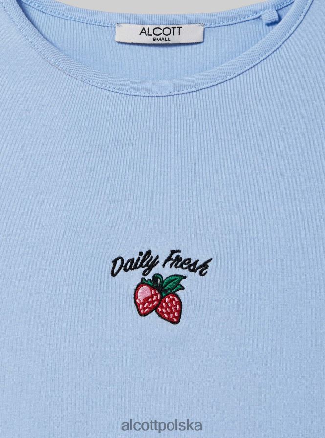 odzież Alcott bawełniana koszulka z haftem biały kobiety 2TXFF678