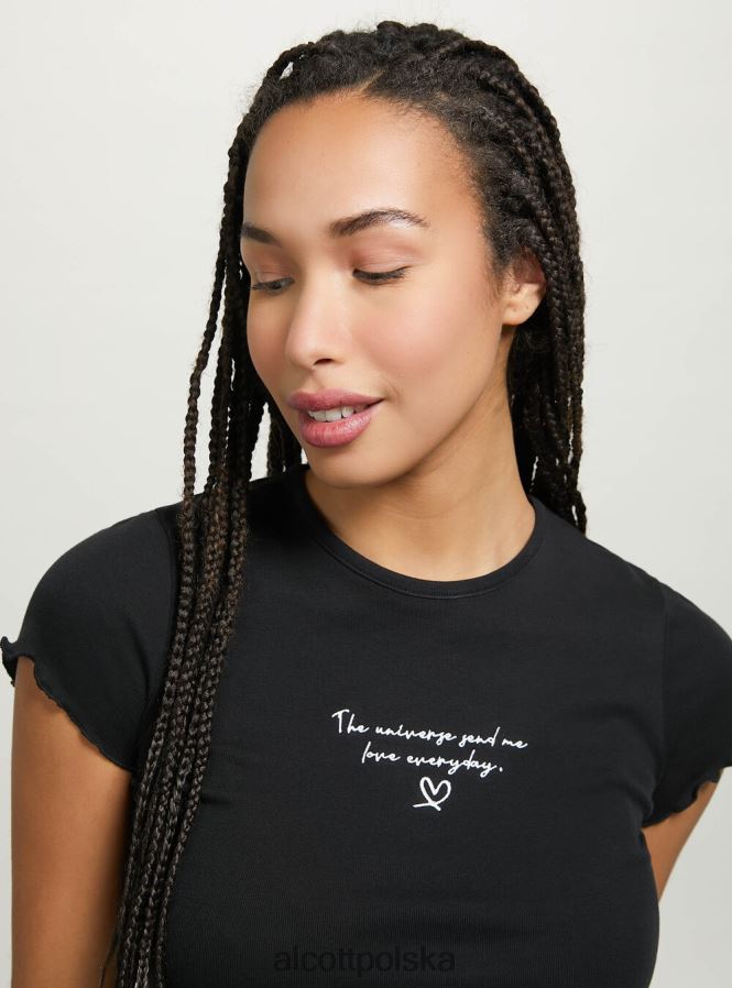 odzież Alcott bawełniana koszulka z haftem biały kobiety 2TXFF681