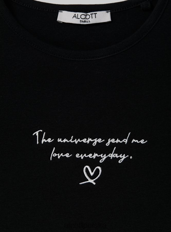 odzież Alcott bawełniana koszulka z haftem biały kobiety 2TXFF681