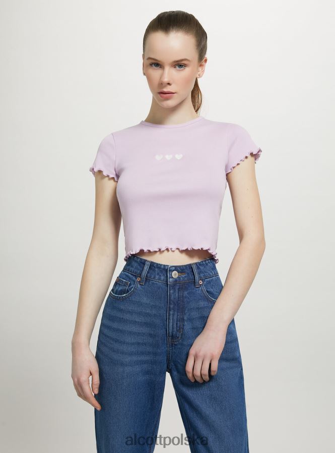 odzież Alcott bawełniana koszulka z haftem biały kobiety 2TXFF695