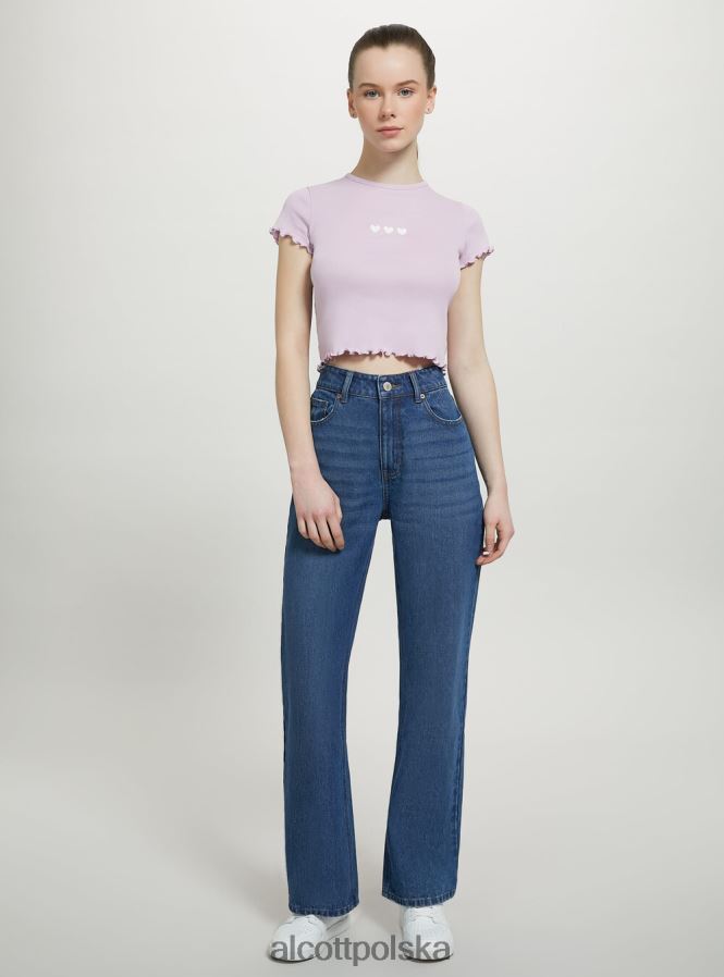 odzież Alcott bawełniana koszulka z haftem biały kobiety 2TXFF695