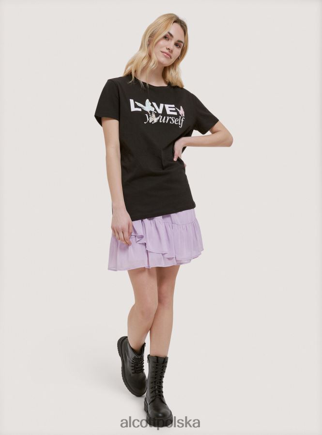 odzież Alcott bawełniana koszulka z nadrukiem czarny kobiety 2TXFF6196