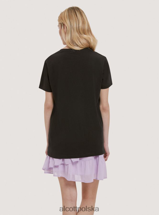 odzież Alcott bawełniana koszulka z nadrukiem czarny kobiety 2TXFF6196