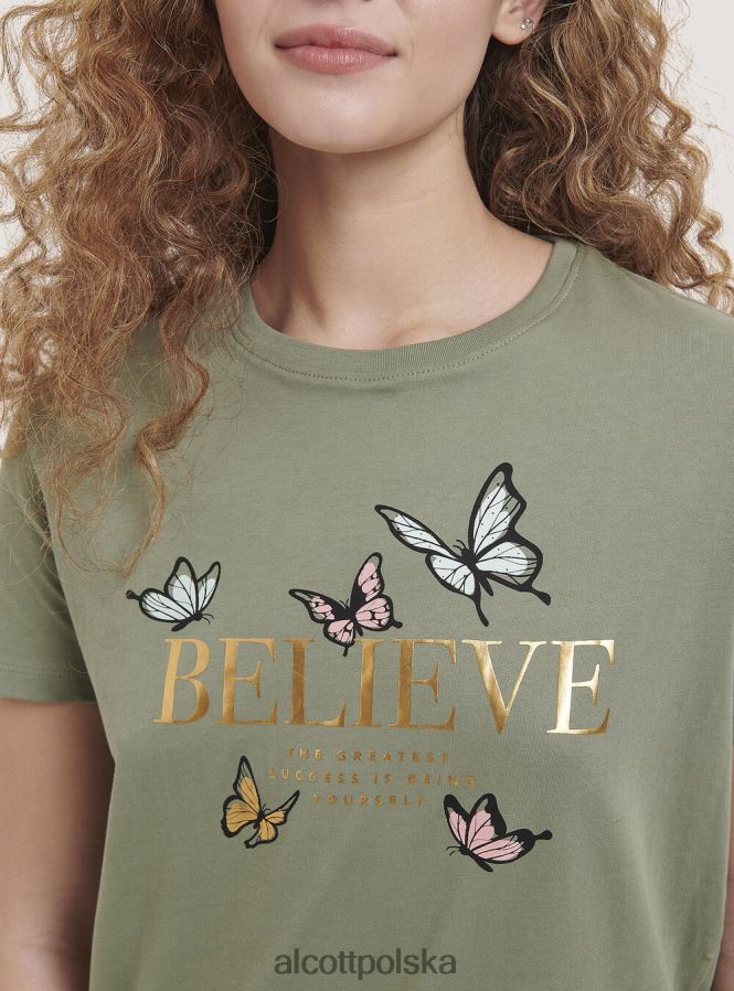 odzież Alcott bawełniana koszulka z nadrukiem czarny kobiety 2TXFF6299