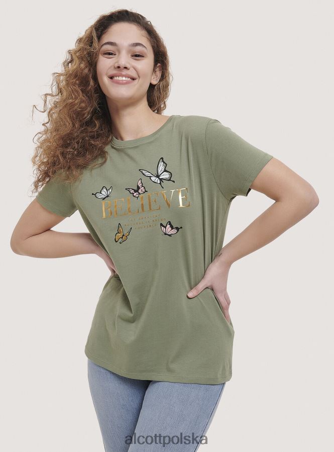 odzież Alcott bawełniana koszulka z nadrukiem czarny kobiety 2TXFF6299