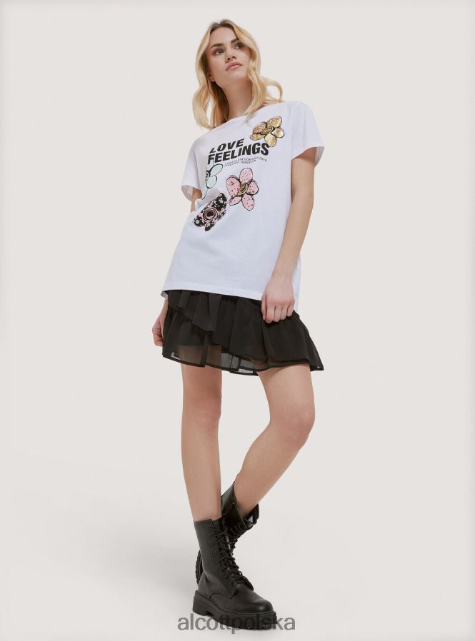 odzież Alcott bawełniana koszulka z nadrukiem czarny kobiety 2TXFF6355