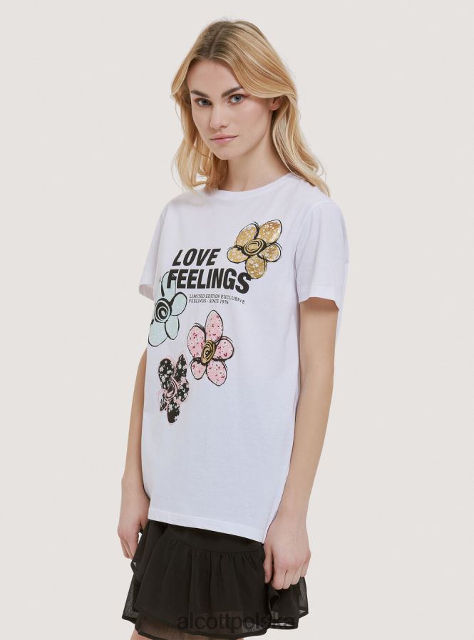 odzież Alcott bawełniana koszulka z nadrukiem czarny kobiety 2TXFF6355