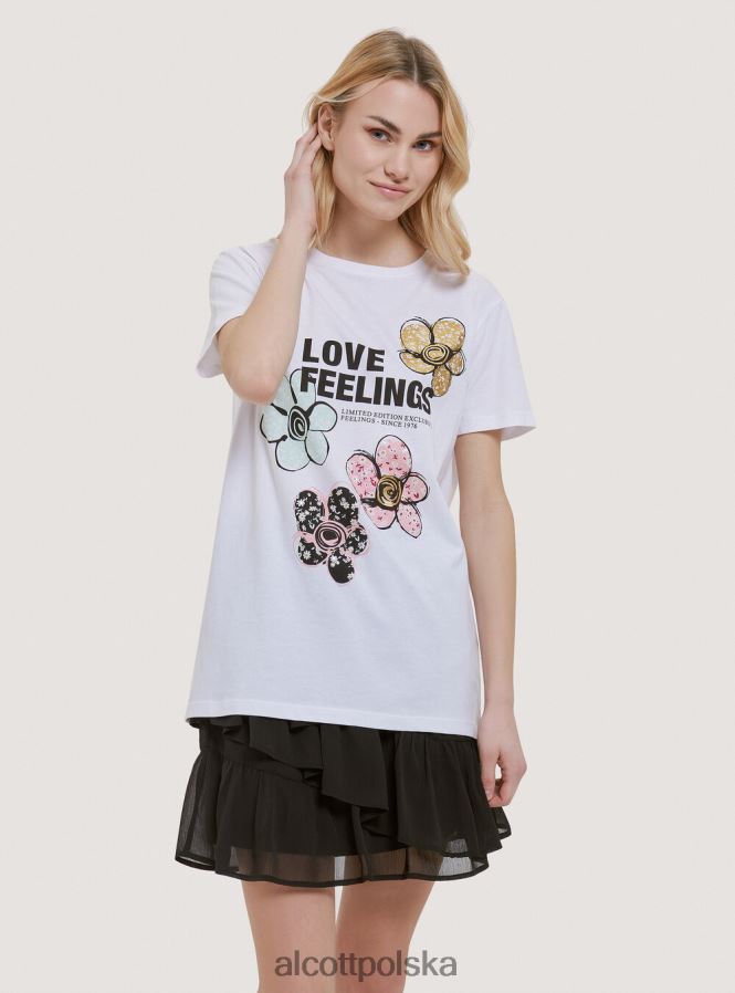 odzież Alcott bawełniana koszulka z nadrukiem czarny kobiety 2TXFF6355