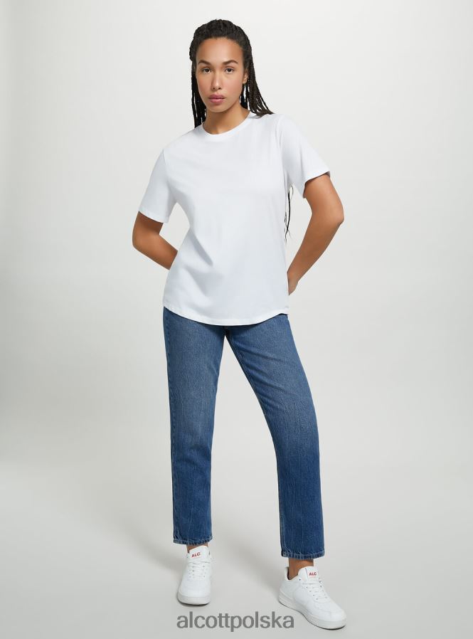 odzież Alcott bawełniana koszulka z okrągłym dekoltem w3 biały kobiety 2TXFF6108