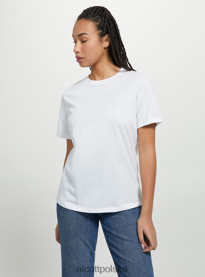 odzież Alcott bawełniana koszulka z okrągłym dekoltem w3 biały kobiety 2TXFF6108