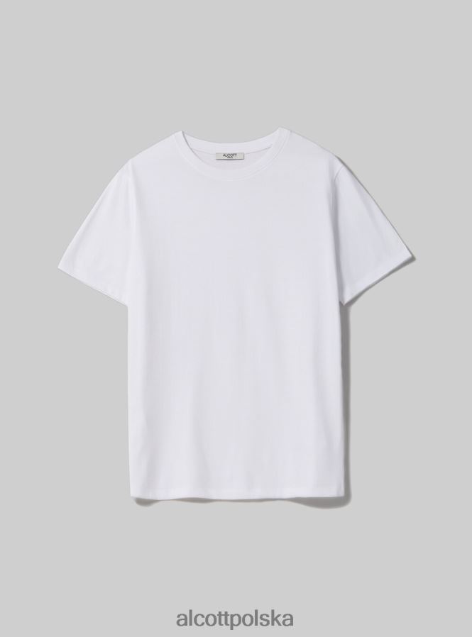 odzież Alcott bawełniana koszulka z okrągłym dekoltem w3 biały kobiety 2TXFF6108