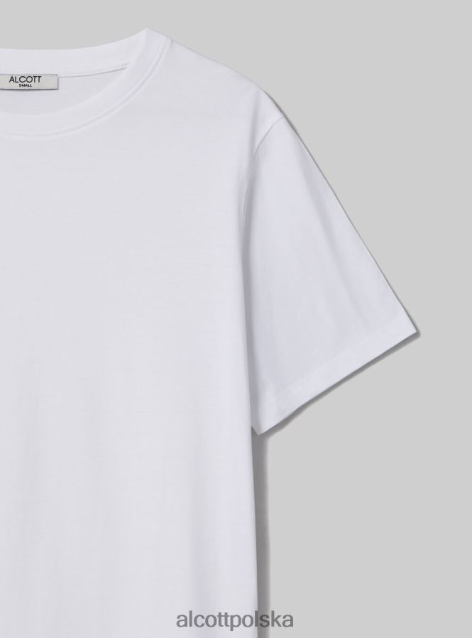 odzież Alcott bawełniana koszulka z okrągłym dekoltem w3 biały kobiety 2TXFF6108