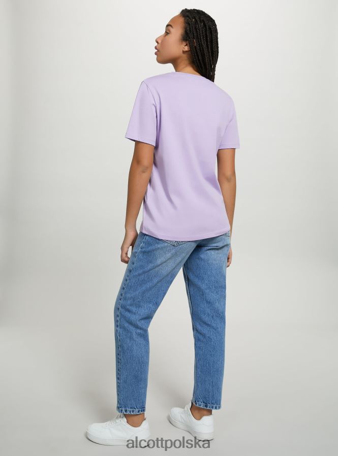 odzież Alcott bawełniana koszulka z okrągłym dekoltem w3 biały kobiety 2TXFF6149