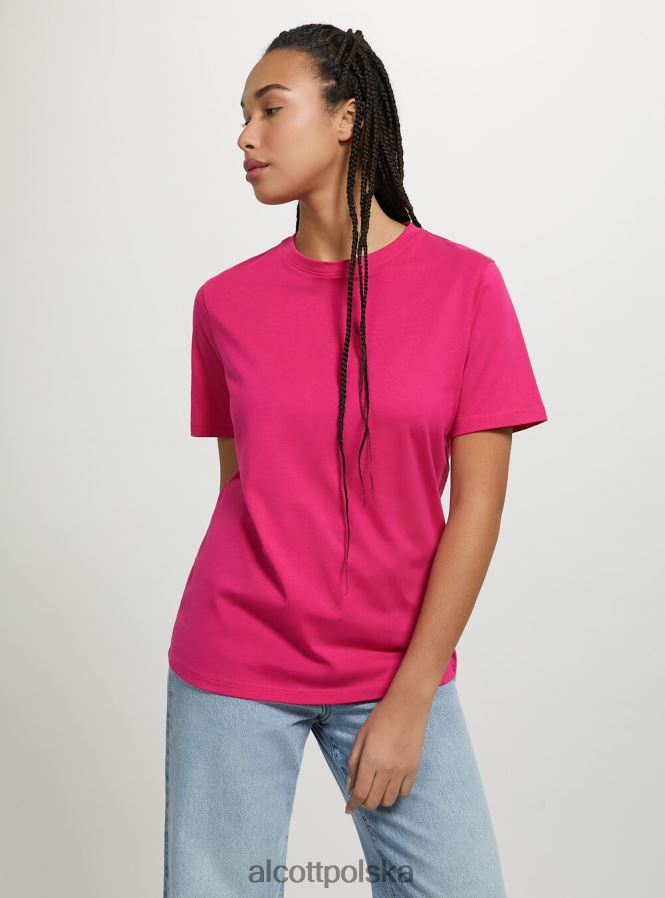 odzież Alcott bawełniana koszulka z okrągłym dekoltem w3 biały kobiety 2TXFF6183