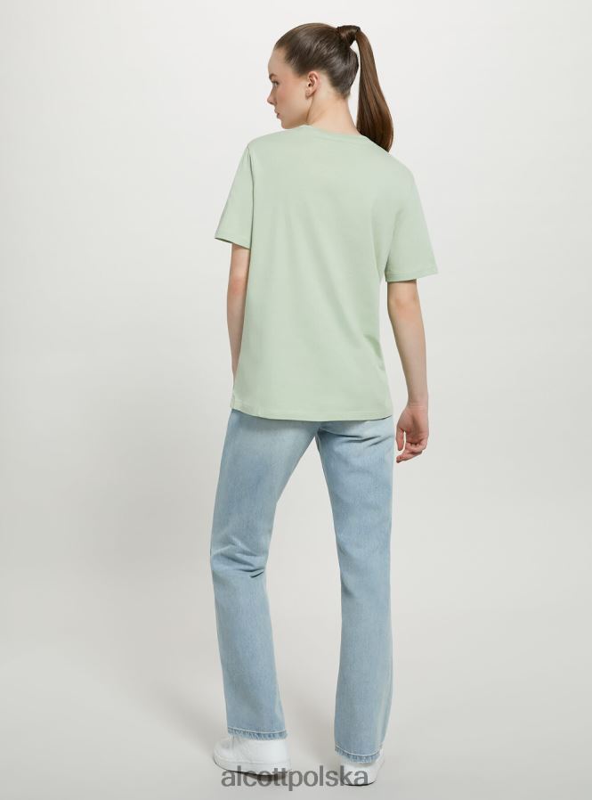 odzież Alcott bawełniana koszulka z okrągłym dekoltem w3 biały kobiety 2TXFF6309