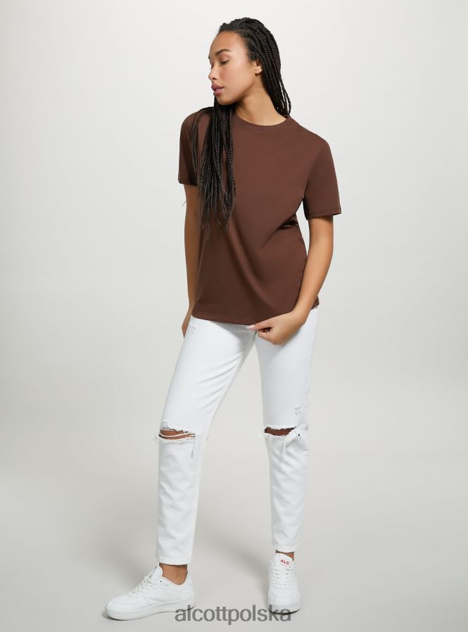 odzież Alcott bawełniana koszulka z okrągłym dekoltem w3 biały kobiety 2TXFF6326