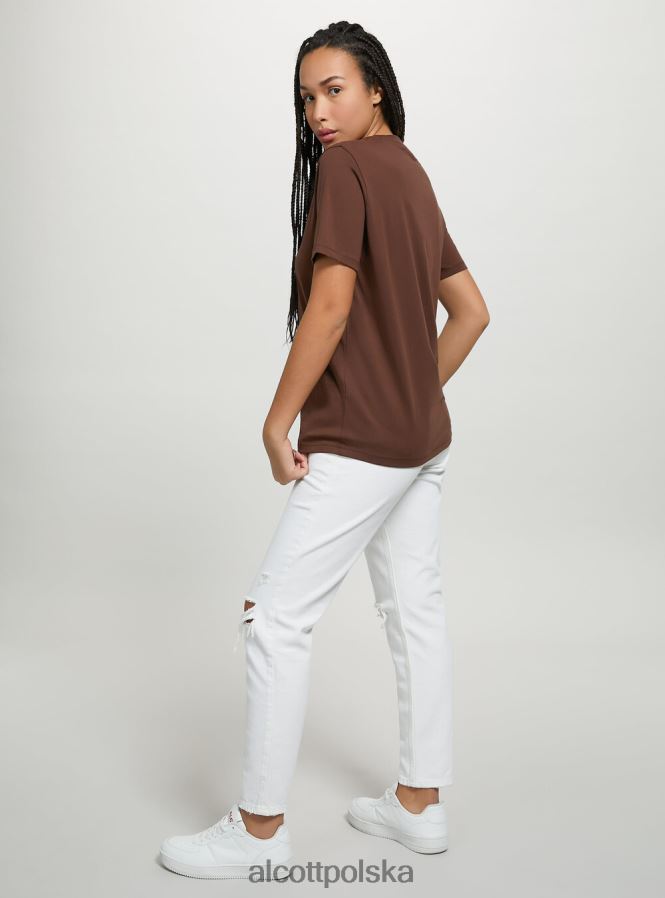 odzież Alcott bawełniana koszulka z okrągłym dekoltem w3 biały kobiety 2TXFF6326