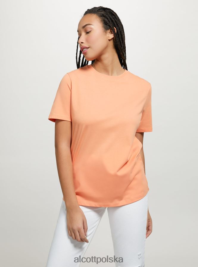 odzież Alcott bawełniana koszulka z okrągłym dekoltem w3 biały kobiety 2TXFF6339