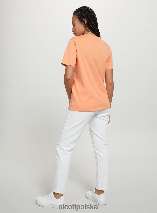 odzież Alcott bawełniana koszulka z okrągłym dekoltem w3 biały kobiety 2TXFF6339