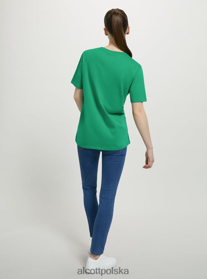 odzież Alcott bawełniana koszulka z okrągłym dekoltem w3 biały kobiety 2TXFF6353