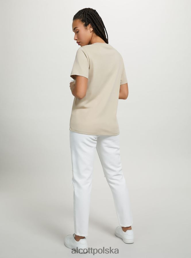 odzież Alcott bawełniana koszulka z okrągłym dekoltem w3 biały kobiety 2TXFF6516