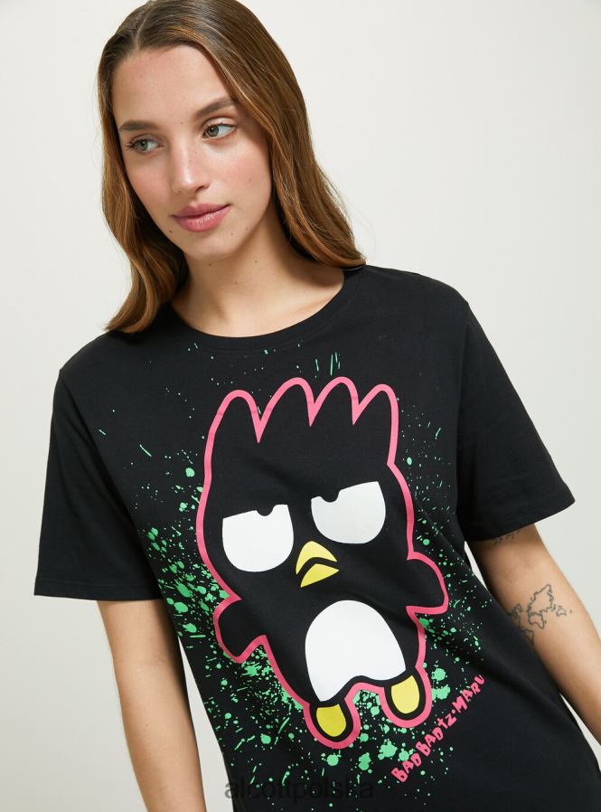 odzież Alcott koszulka Badtz-Maru bk1 czarny kobiety 2TXFF6497