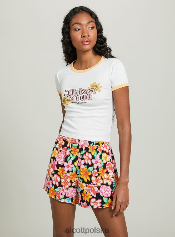 odzież Alcott koszulka z nadrukiem i kontrastową lamówką c4546 liliowy kobiety 2TXFF6391